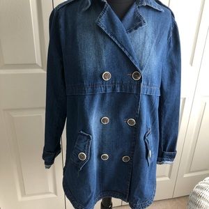 Never worn double breasted denim pea coat